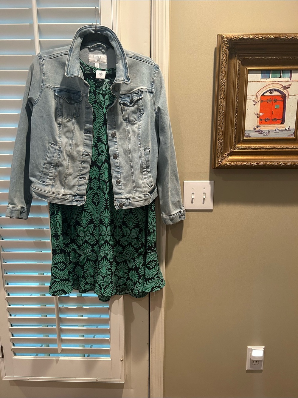 Cabi Green Patterned Dress. (Dress only).